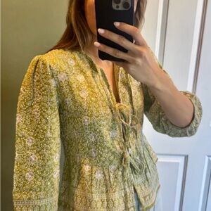 Chic Olive Floral Blouse